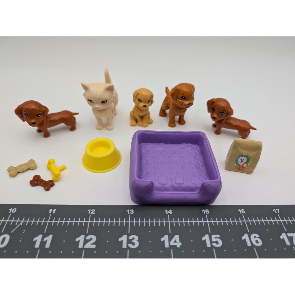 Mattel Barbie Pet Playset Dogs Cat Bed Bowl Bones Accessories Lot